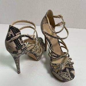 Bebe Ankle Strap Snakeskin Sandals👡